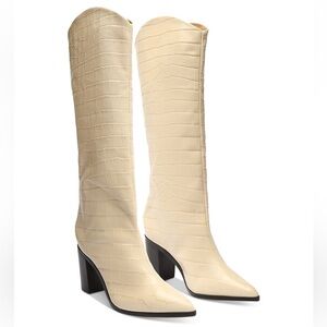 Schutz Maryana Embossed Block Heel Knee High Boots